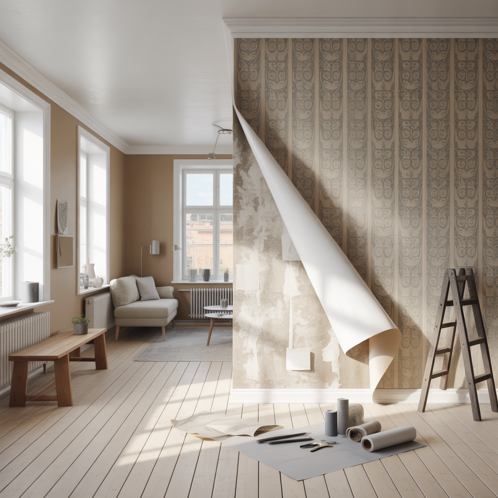 12.Sa byter du ut gammal tapet och ger rummet ett modernt utseende