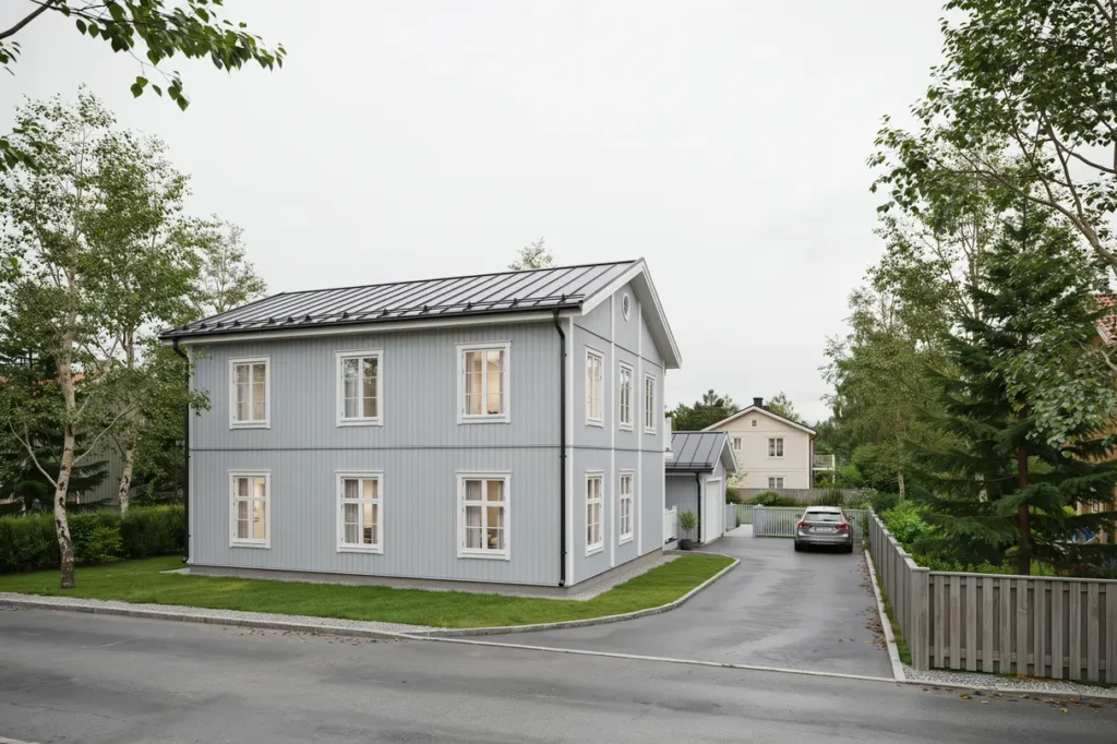 omm lning av f nster och vindskivor p villa i turinge